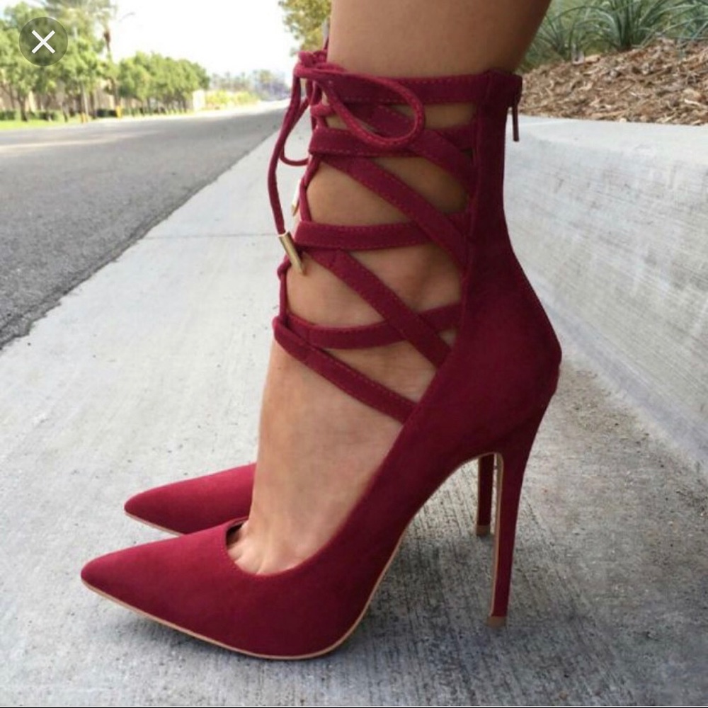 Red suede heels